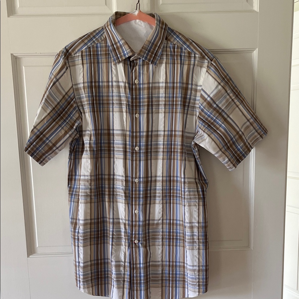 Daniel Cremieux White and Blue Plaid Shirt